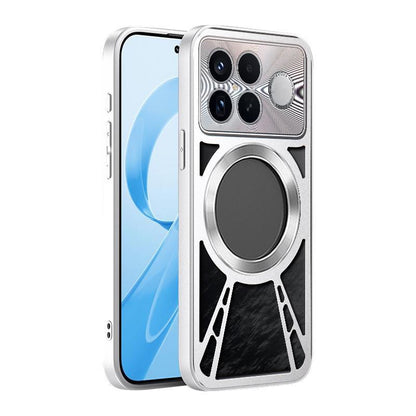 For Redmi K90 Pro Max / Poco F8 Ultra Silicone Cooling Hollow Metal MagSafe Phone Case(Silver)