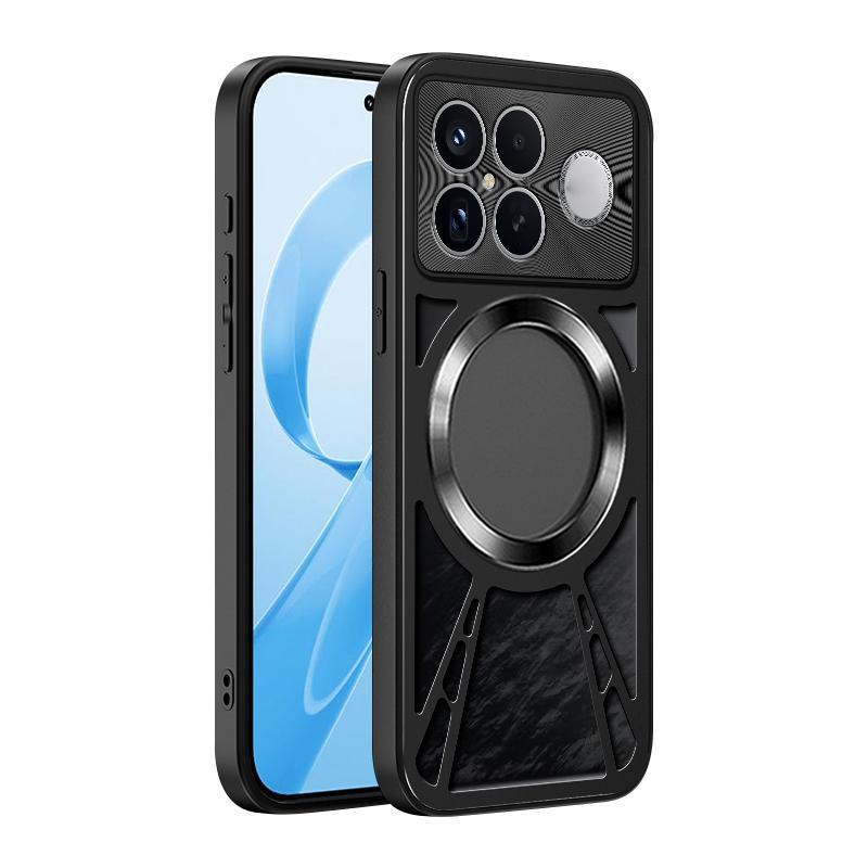 For Redmi K90 Pro Max / Poco F8 Ultra Silicone Cooling Hollow Metal MagSafe Phone Case(Black)