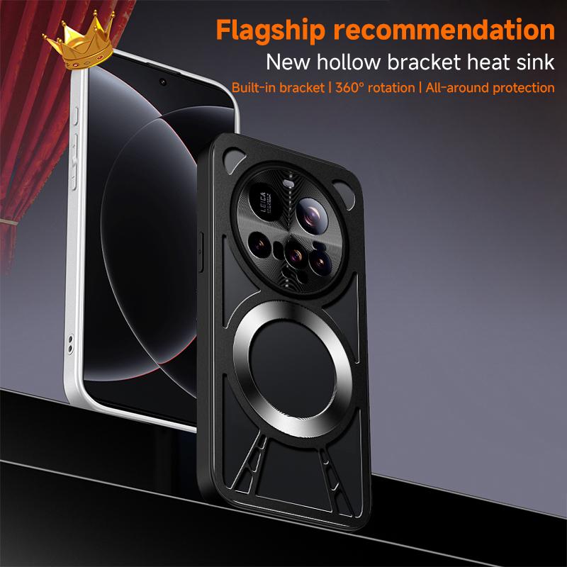 For Redmi K90 Pro Max / Poco F8 Ultra Silicone Cooling Hollow Metal MagSafe Phone Case(Black)