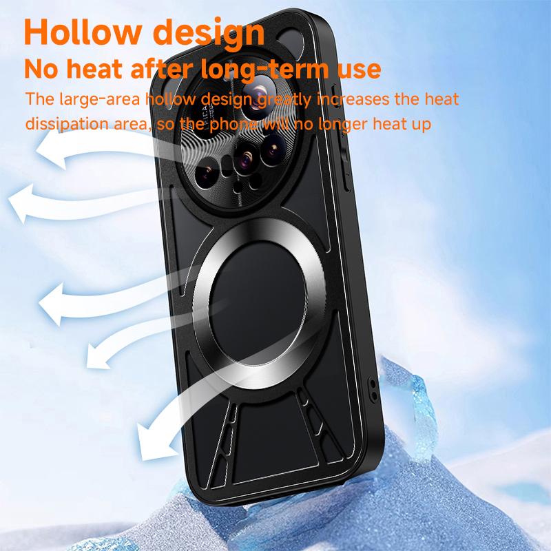 For Redmi K90 Pro Max / Poco F8 Ultra Silicone Cooling Hollow Metal MagSafe Phone Case(Silver)