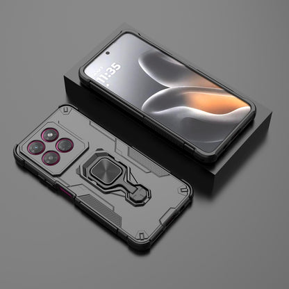 For Motorola Moto G37 Power 5G Metal Kickstand TPU Hybrid PC Phone Case - Black - EDA007967008A