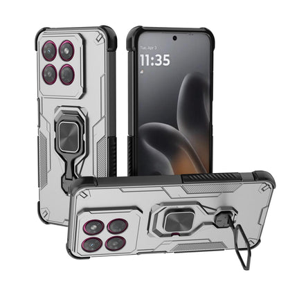 For Motorola Moto G37 Power 5G Metal Kickstand TPU Hybrid PC Phone Case - Grey - EDA007967008B