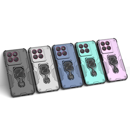 For Motorola Moto G37 Power 5G Metal Kickstand TPU Hybrid PC Phone Case - Grey - EDA007967008B