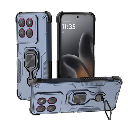 For Motorola Moto G37 Power 5G Metal Kickstand TPU Hybrid PC Phone Case - Blue - EDA007967008C