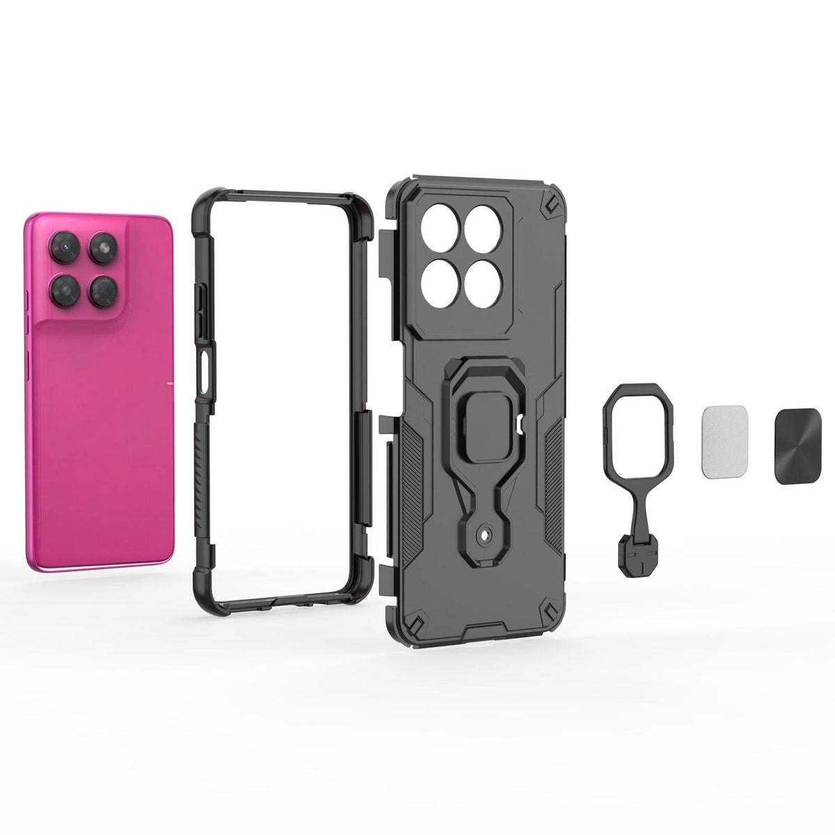 For Motorola Moto G37 Power 5G Metal Kickstand TPU Hybrid PC Phone Case - Blue - EDA007967008C