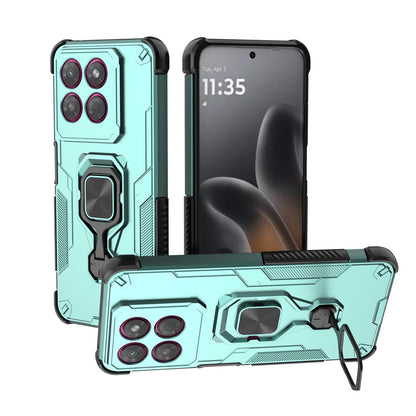 For Motorola Moto G37 Power 5G Metal Kickstand TPU Hybrid PC Phone Case - Green - EDA007967008D
