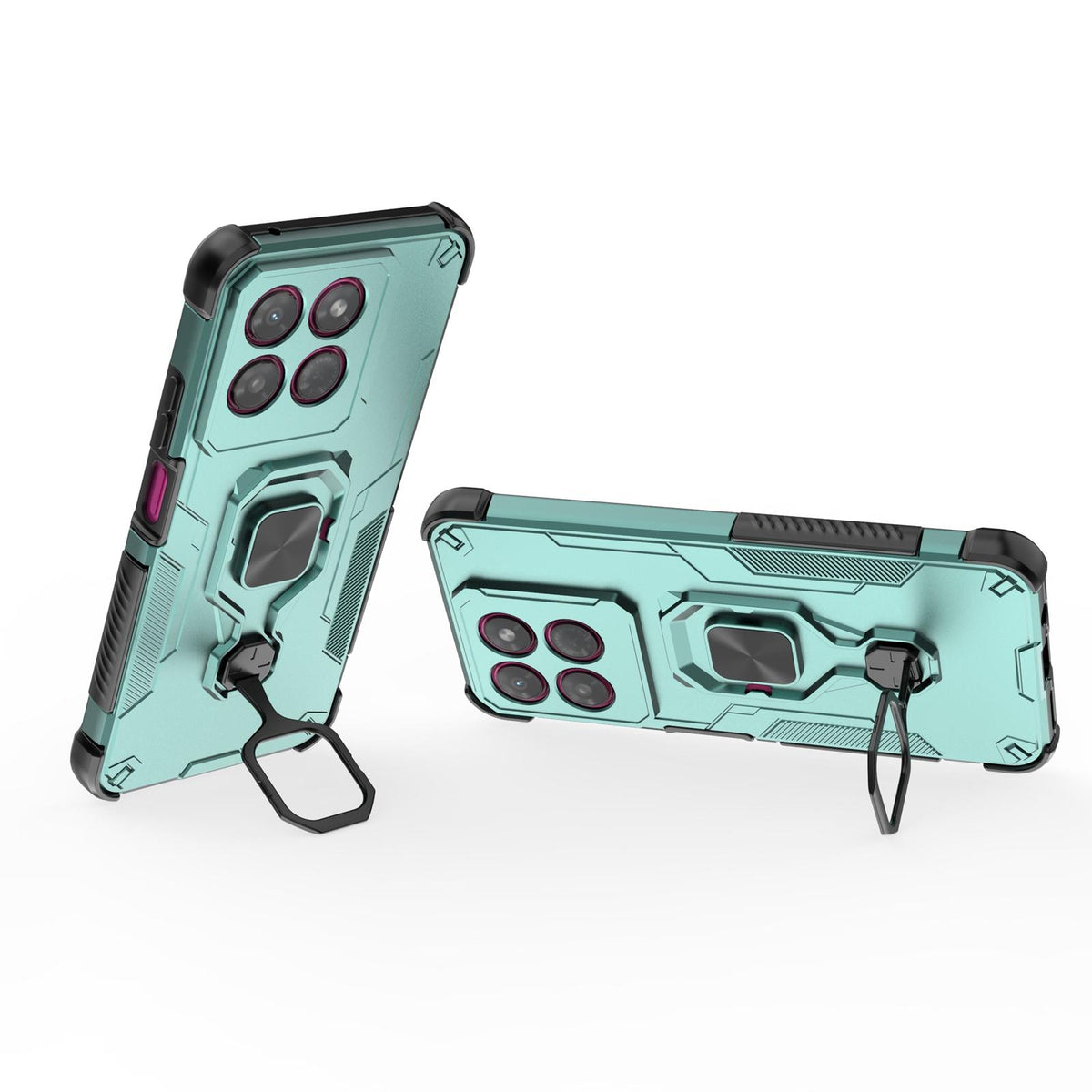 For Motorola Moto G37 Power 5G Metal Kickstand TPU Hybrid PC Phone Case - Green - EDA007967008D