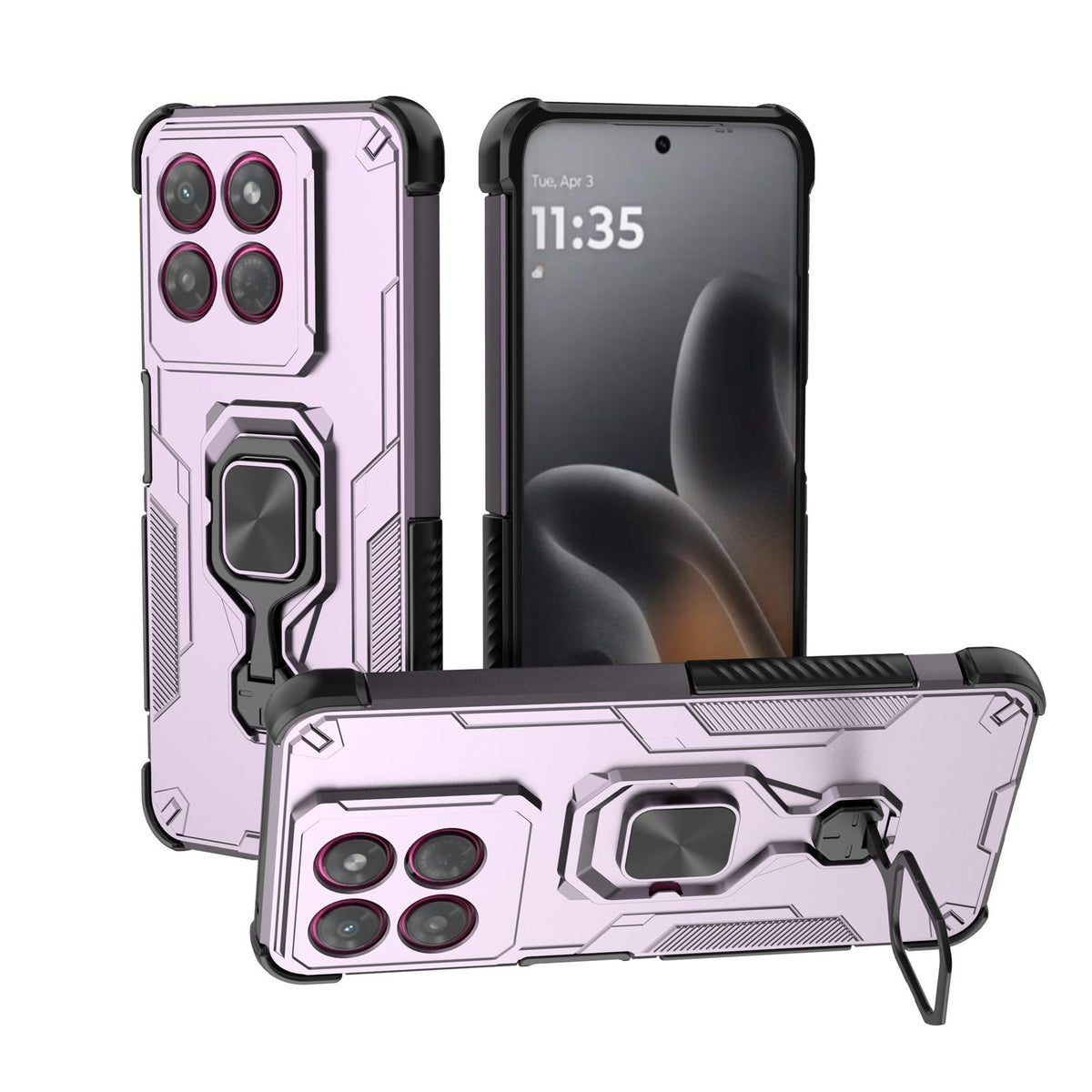 For Motorola Moto G37 Power 5G Metal Kickstand TPU Hybrid PC Phone Case - Purple - EDA007967008E