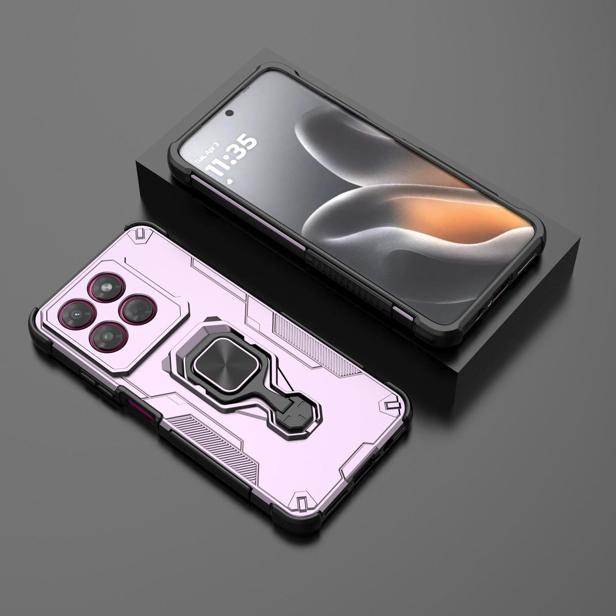 For Motorola Moto G37 Power 5G Metal Kickstand TPU Hybrid PC Phone Case - Purple - EDA007967008E