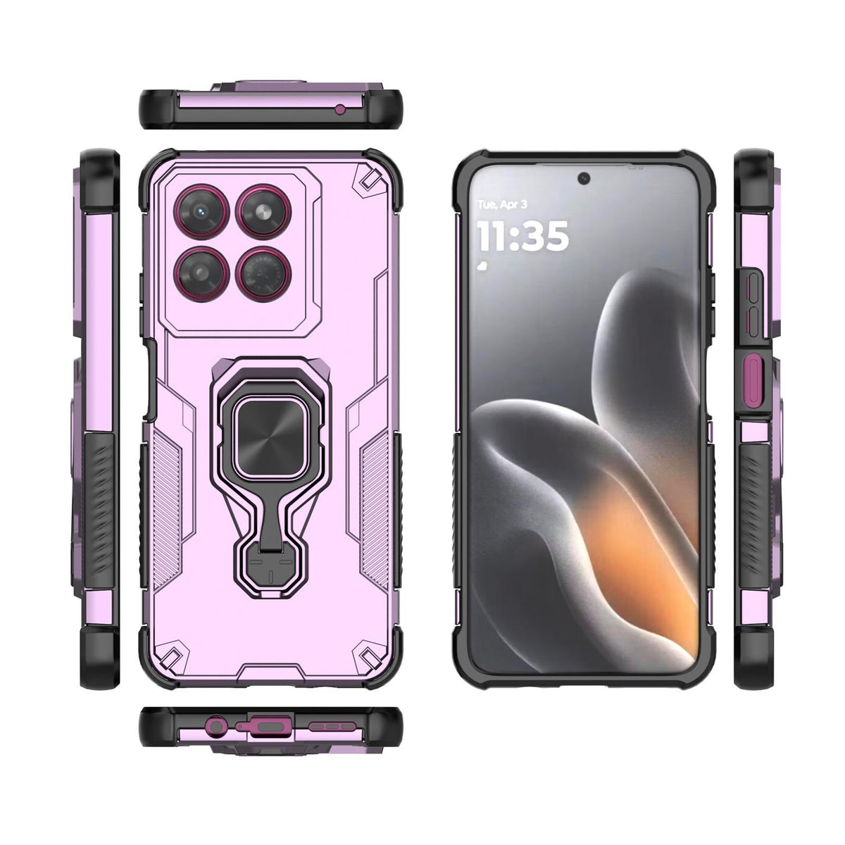 For Motorola Moto G37 Power 5G Metal Kickstand TPU Hybrid PC Phone Case - Purple - EDA007967008E