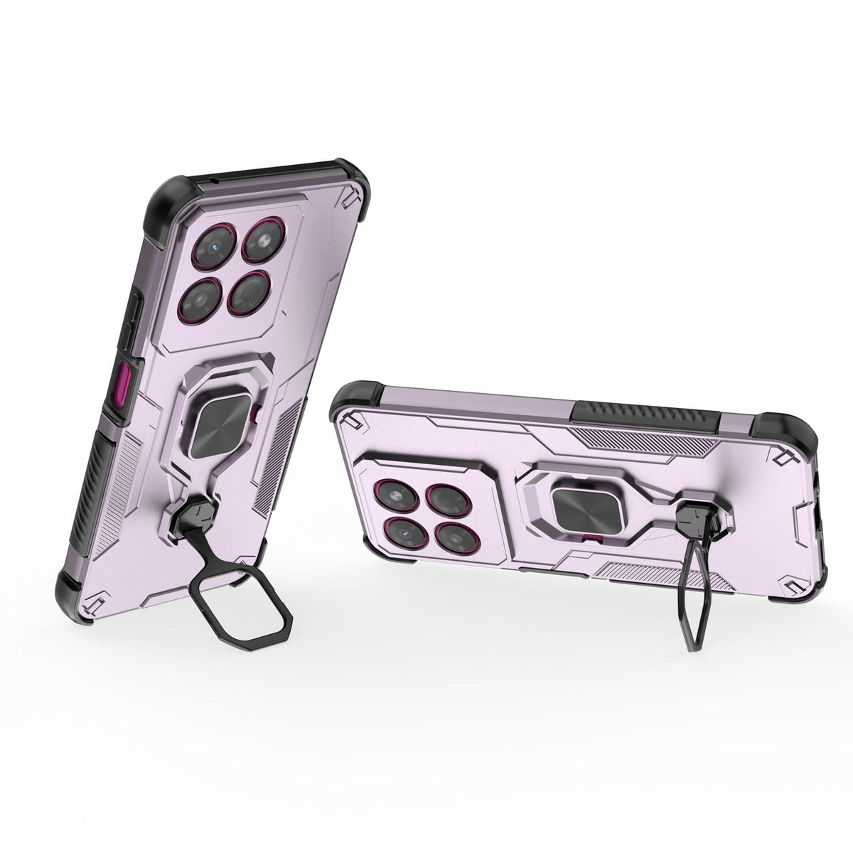 For Motorola Moto G37 Power 5G Metal Kickstand TPU Hybrid PC Phone Case - Purple - EDA007967008E