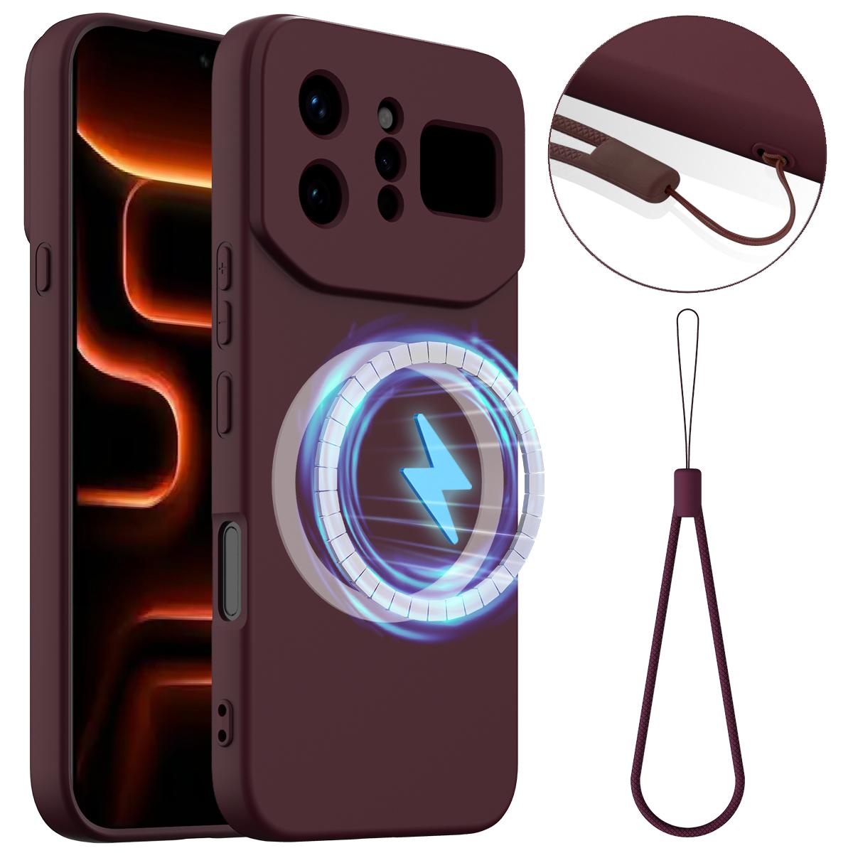 For Infinix Note 60 Ultra 5G Shockproof Silicone Magsafe Phone Case - Plum Color - EDA007978905C