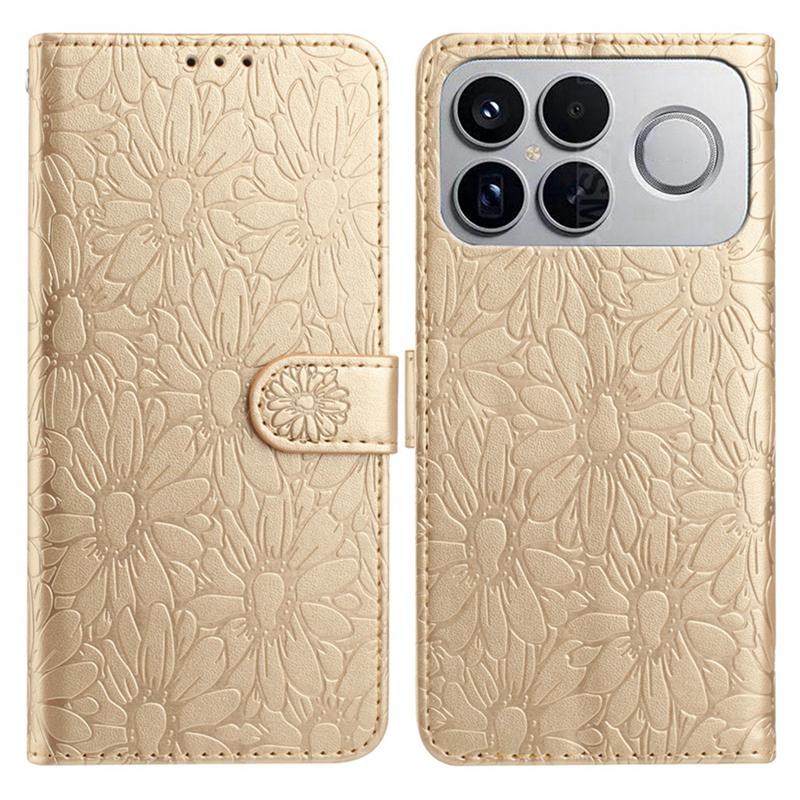 For Redmi K90 Pro Max / Poco F8 Ultra Daisy Embossed Leather Phone Case(Gold)