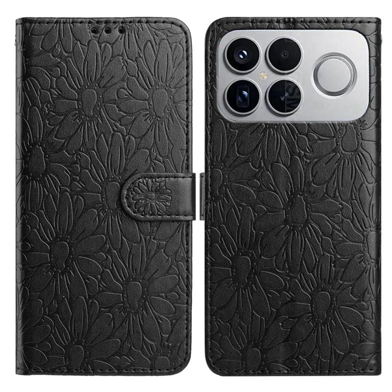 For Redmi K90 Pro Max / Poco F8 Ultra Daisy Embossed Leather Phone Case(Black)