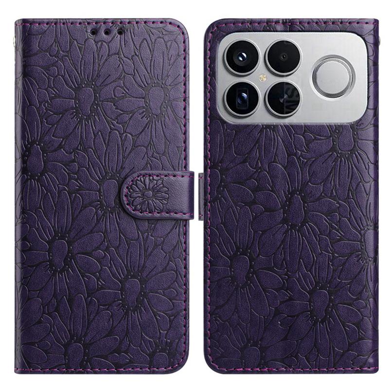 For Redmi K90 Pro Max / Poco F8 Ultra Daisy Embossed Leather Phone Case(Dark Purple)