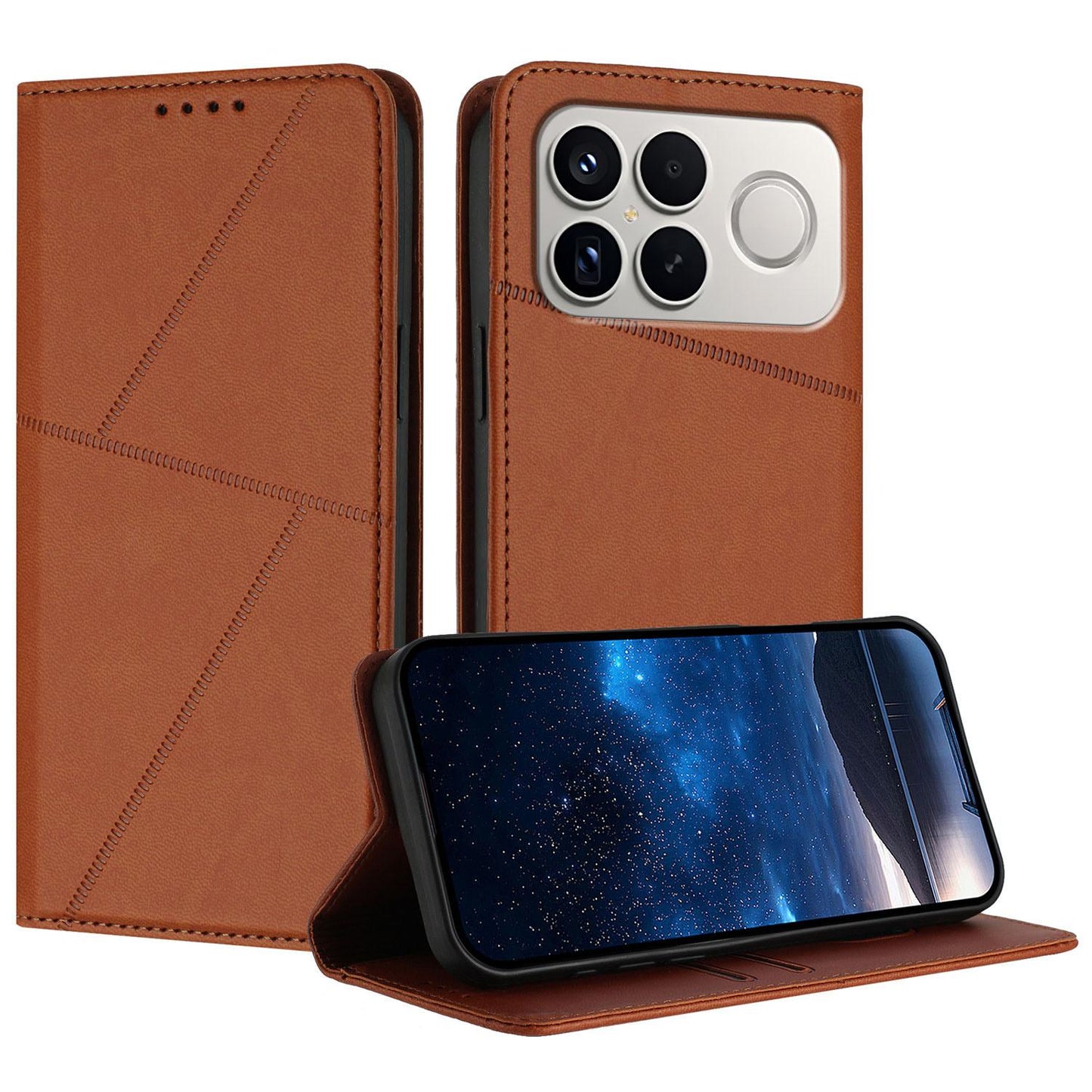 For Redmi K90 Pro Max / Poco F8 Ultra Strong Magnetic Frosted Flip Leather Phone Case(Coffee Color)