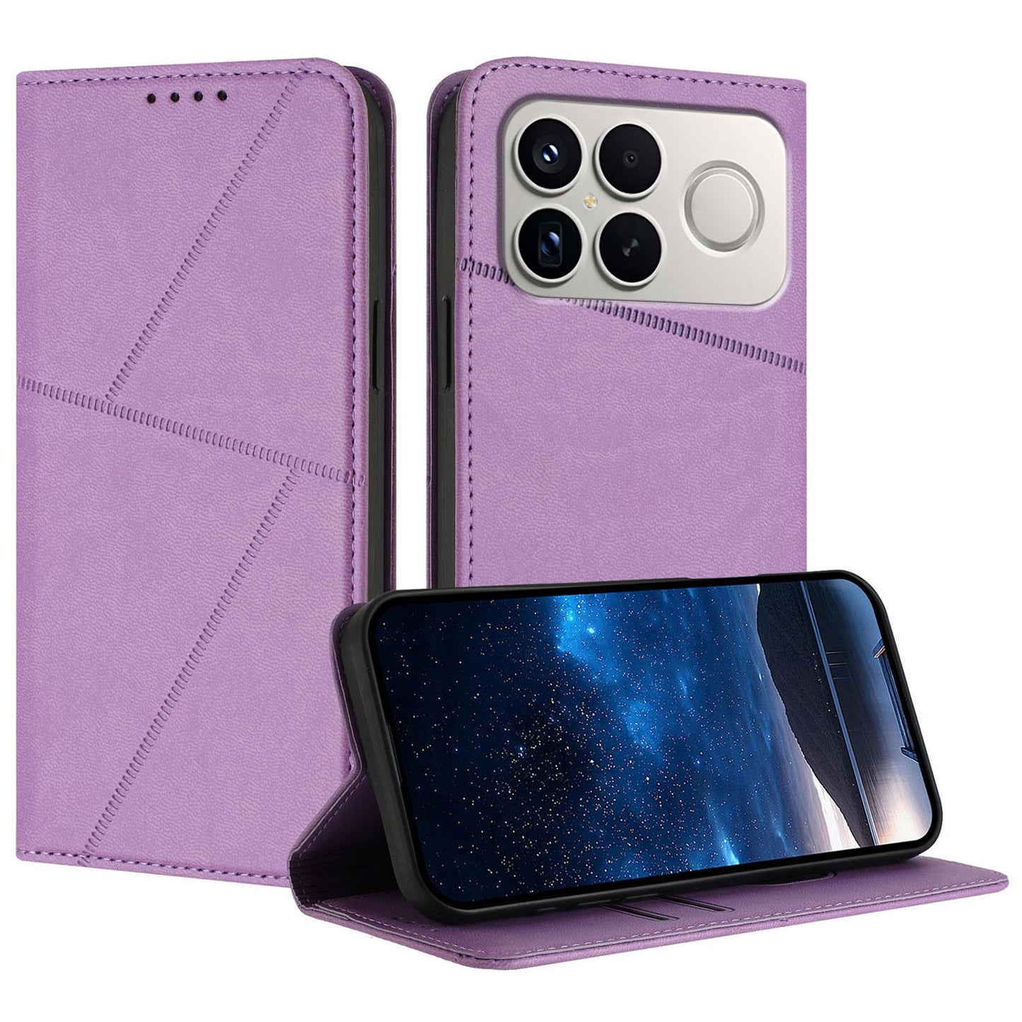 For Redmi K90 Pro Max / Poco F8 Ultra Strong Magnetic Frosted Flip Leather Phone Case(Light Purple)