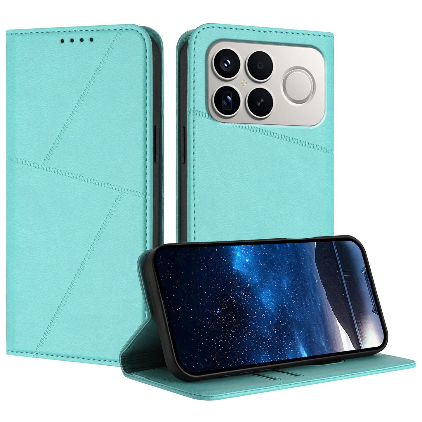 For Redmi K90 Pro Max / Poco F8 Ultra Strong Magnetic Frosted Flip Leather Phone Case(Light Blue)