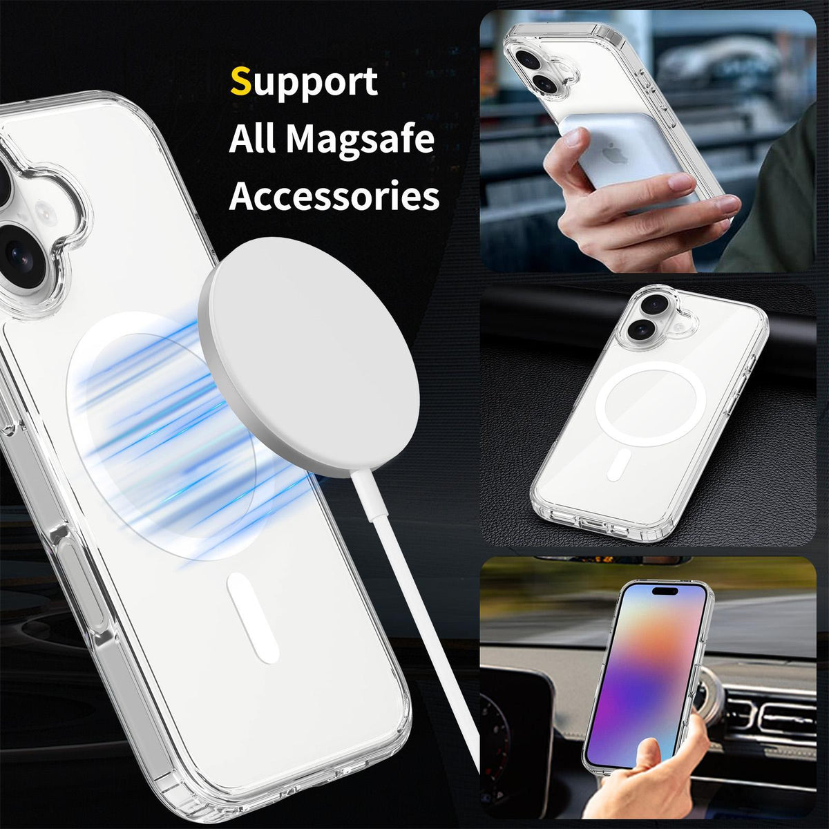 For iPhone 18 Scratchproof PC Hybrid TPU Magsafe Phone Case - Transparent - EDA008013405A
