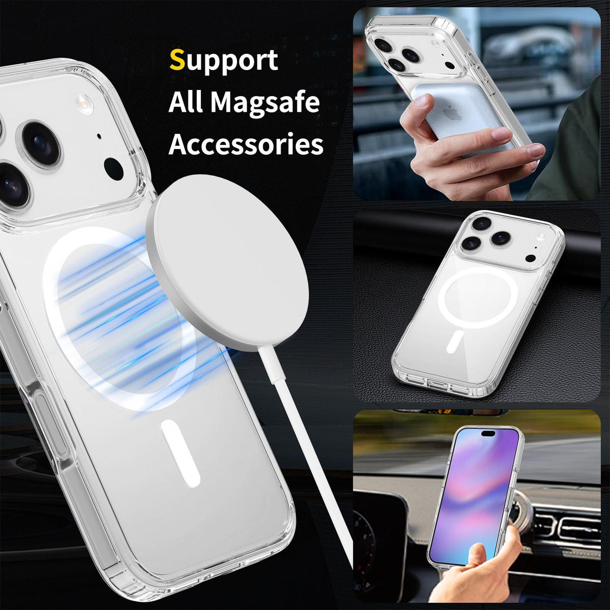 For iPhone 18 Pro Scratchproof PC Hybrid TPU Magsafe Phone Case - Transparent - EDA008013406A