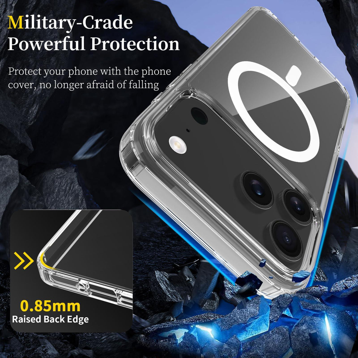 For iPhone 18 Pro Max Scratchproof PC Hybrid TPU Magsafe Phone Case - Transparent - EDA008013407A