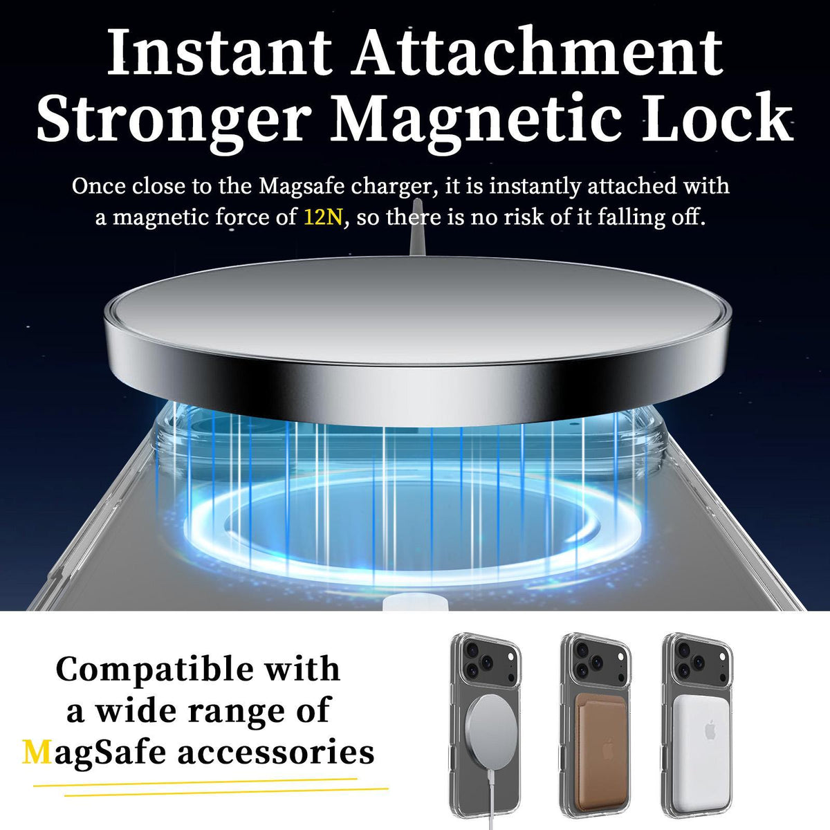 For iPhone 18 Pro Max Scratchproof PC Hybrid TPU Magsafe Phone Case - Transparent - EDA008013407A