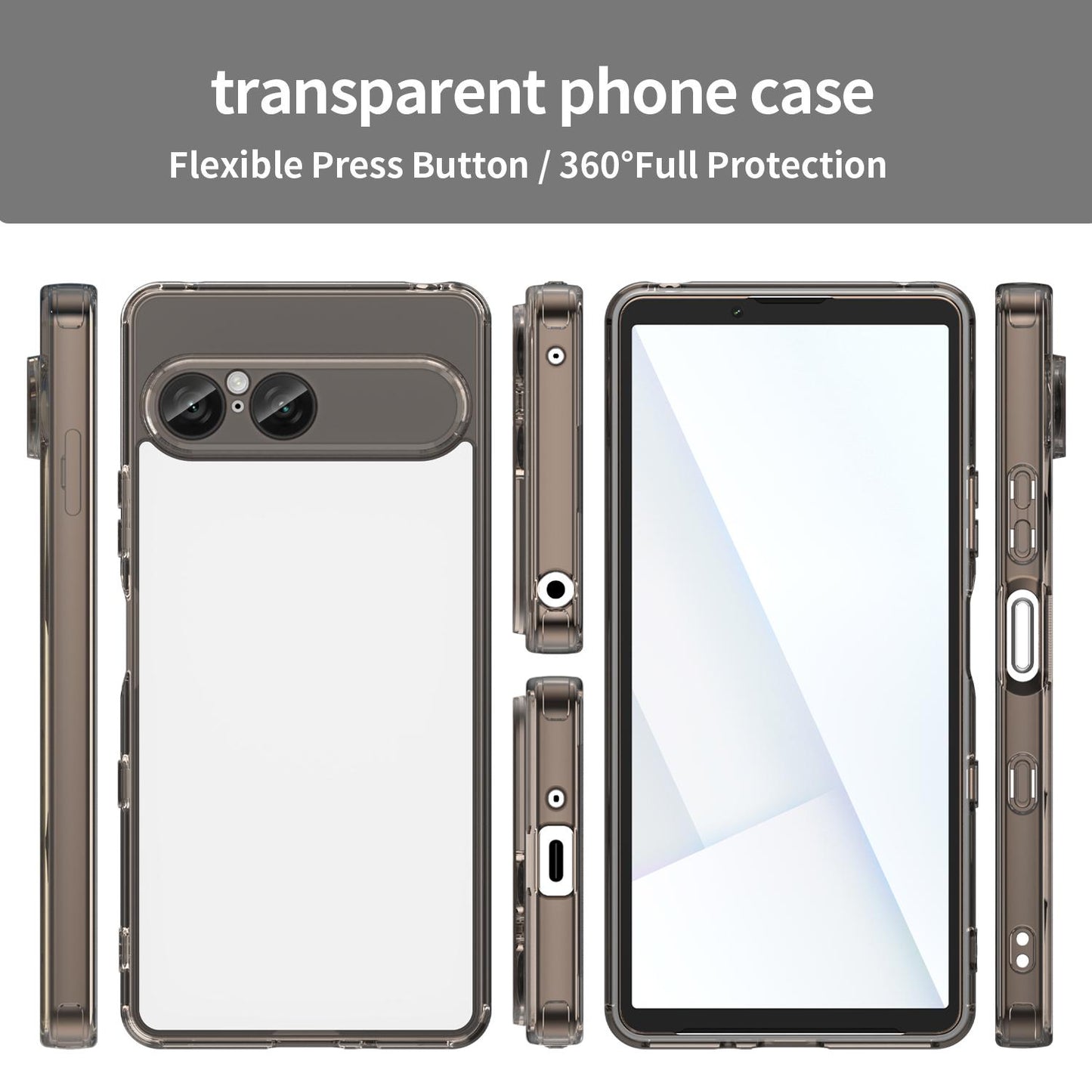 For Sony Xperia 10 VIII PC Hybrid TPU Airbag Shockproof Phone Case(Transparent Black)