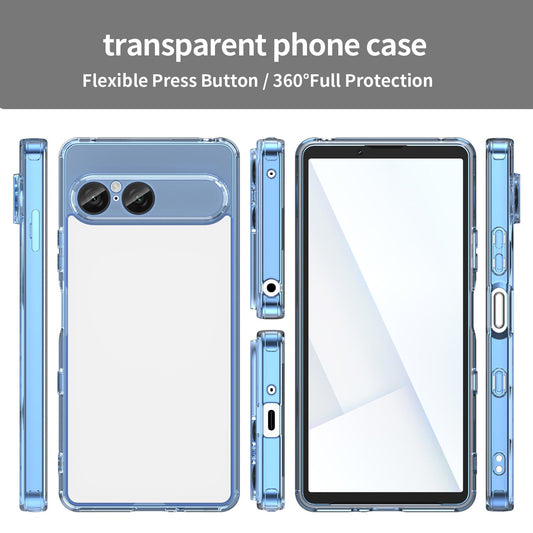 For Sony Xperia 10 VIII PC Hybrid TPU Airbag Shockproof Phone Case(Transparent Blue)
