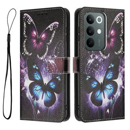 For Realme C100 / C100i / C100x 4G Color Drawing Pattern Leather Phone Case - Two Butterflies - EDA008043727C