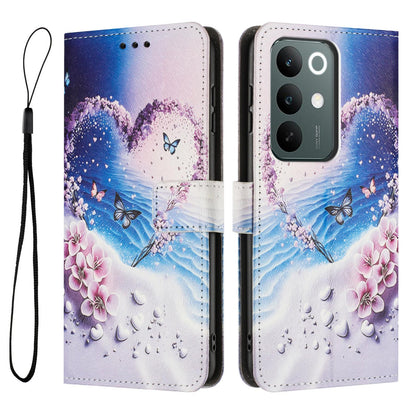 For Realme C100 / C100i / C100x 4G Color Drawing Pattern Leather Phone Case - Love Butterfly - EDA008043727D