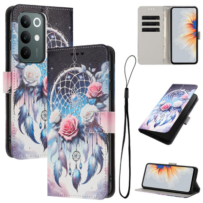 For Realme C100 / C100i / C100x 4G Color Drawing Pattern Leather Phone Case - Flower Wind Chime - EDA008043727H