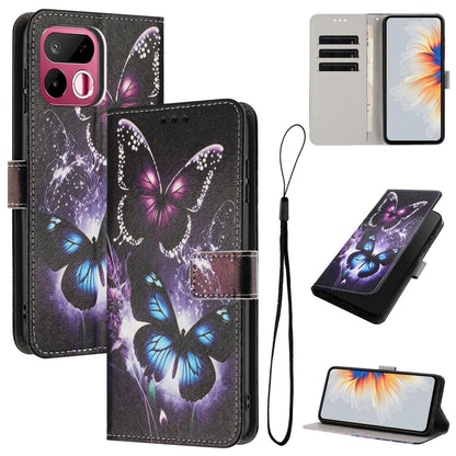For Realme 16T 5G Color Drawing Pattern Leather Phone Case - Two Butterflies - EDA008043728C