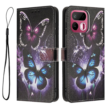 For Realme 16T 5G Color Drawing Pattern Leather Phone Case - Two Butterflies - EDA008043728C