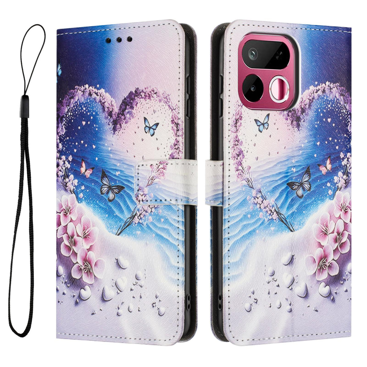 For Realme 16T 5G Color Drawing Pattern Leather Phone Case - Love Butterfly - EDA008043728D
