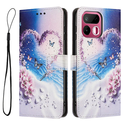 For Realme 16T 5G Color Drawing Pattern Leather Phone Case - Love Butterfly - EDA008043728D