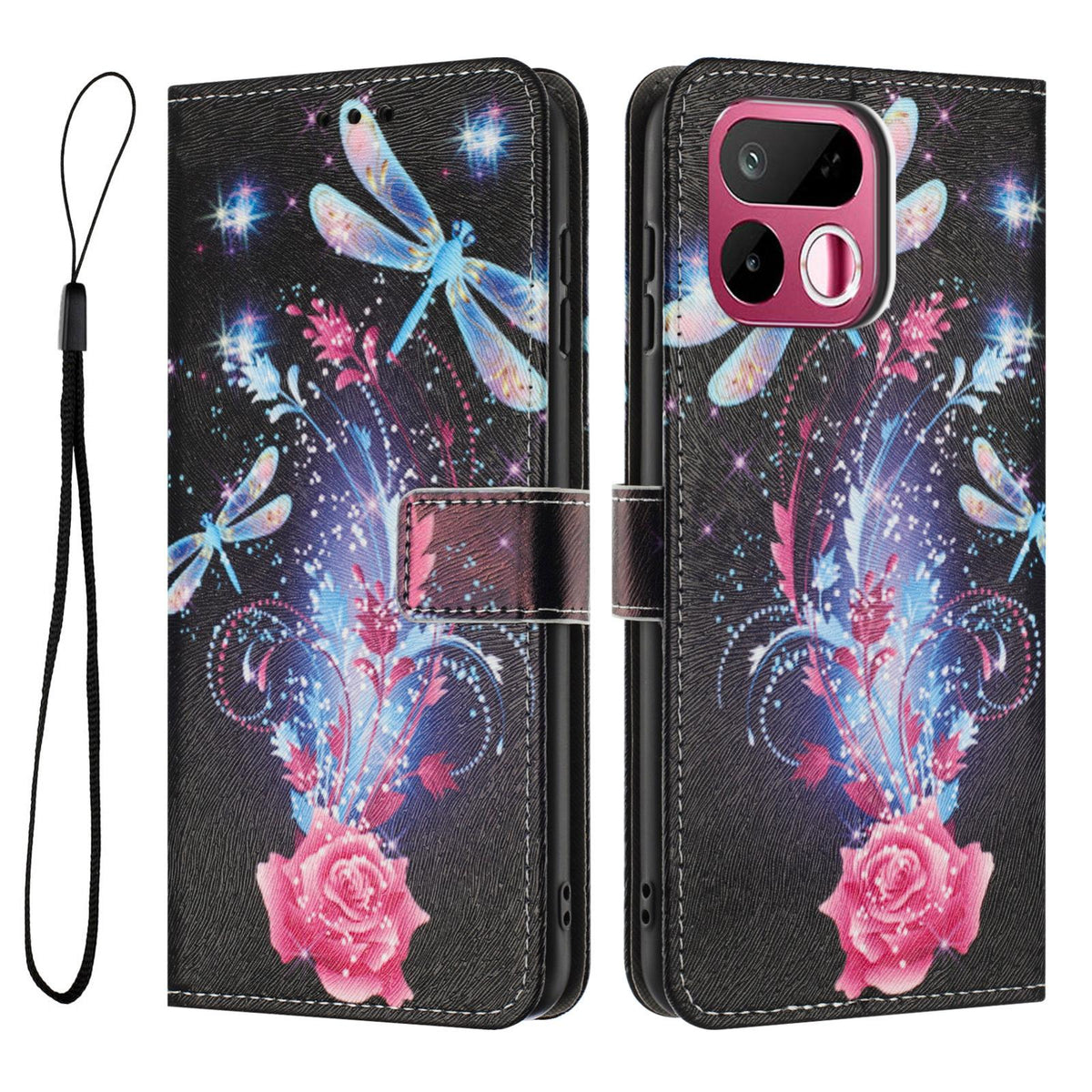 For Realme 16T 5G Color Drawing Pattern Leather Phone Case - Dragonfly - EDA008043728F