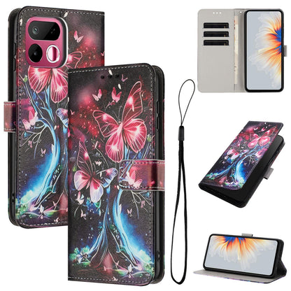 For Realme 16T 5G Color Drawing Pattern Leather Phone Case - Butterfly Tree - EDA008043728G