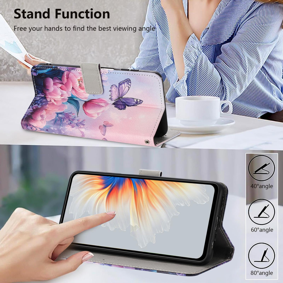 For Sony Xperia 1 VIII Colored Drawing Pattern Leather Phone Case - Pink Butterfly - EDA008043812B
