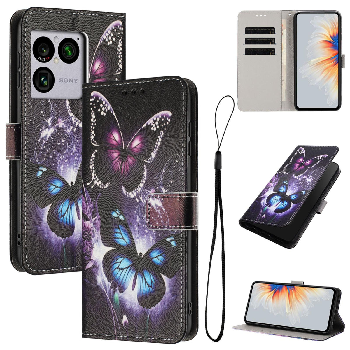 For Sony Xperia 1 VIII Colored Drawing Pattern Leather Phone Case - Two Butterflies - EDA008043812C