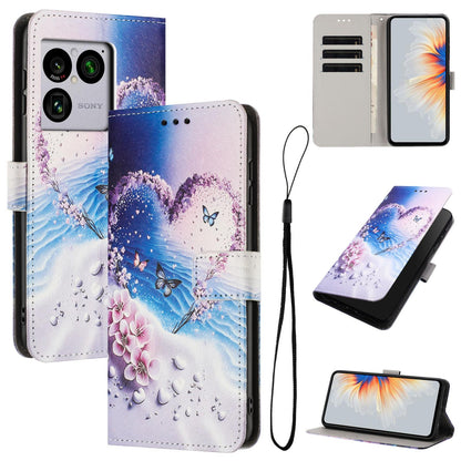 For Sony Xperia 1 VIII Colored Drawing Pattern Leather Phone Case - Love Butterfly - EDA008043812D