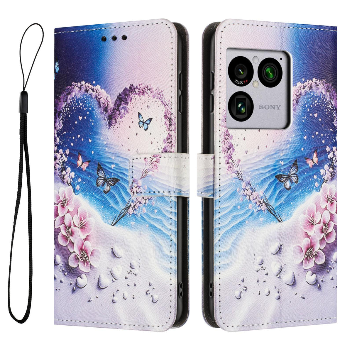 For Sony Xperia 1 VIII Colored Drawing Pattern Leather Phone Case - Love Butterfly - EDA008043812D