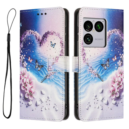 For Sony Xperia 1 VIII Colored Drawing Pattern Leather Phone Case - Love Butterfly - EDA008043812D