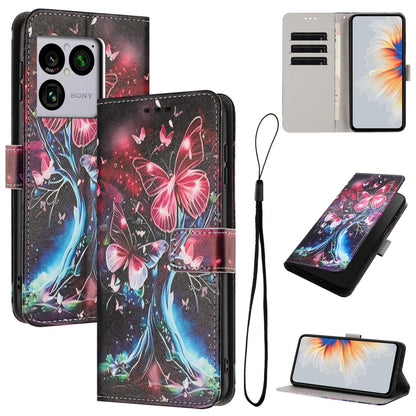 For Sony Xperia 1 VIII Colored Drawing Pattern Leather Phone Case - Butterfly Tree - EDA008043812G