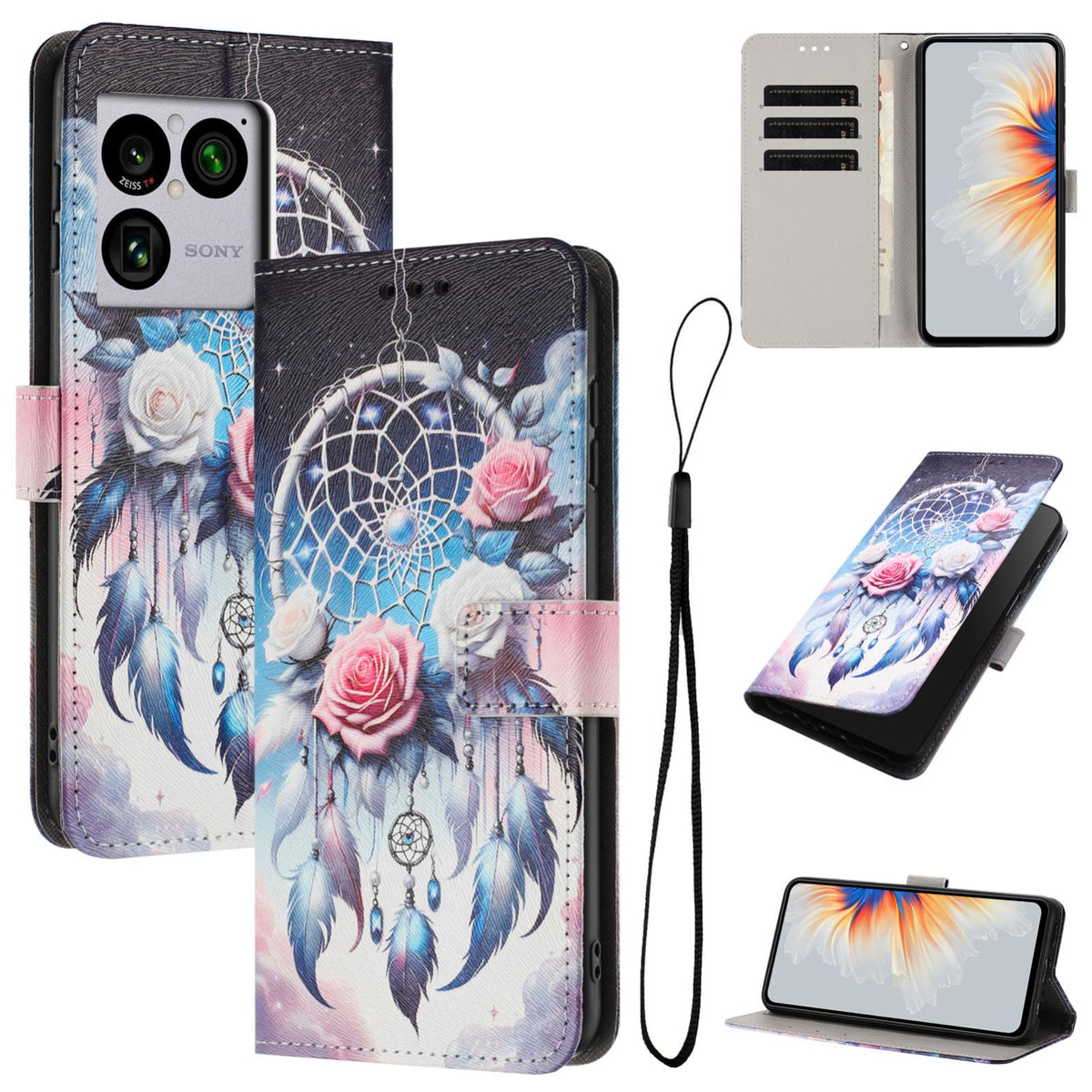 For Sony Xperia 1 VIII Colored Drawing Pattern Leather Phone Case - Flower Wind Chime - EDA008043812H