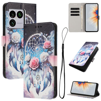For Sony Xperia 1 VIII Colored Drawing Pattern Leather Phone Case - Flower Wind Chime - EDA008043812H