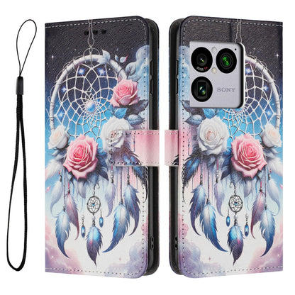 For Sony Xperia 1 VIII Colored Drawing Pattern Leather Phone Case - Flower Wind Chime - EDA008043812H