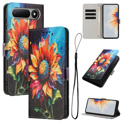 For Tecno Spark 50 5G Color Drawing Pattern Leather Phone Case - Sunflower - EDA008044211A