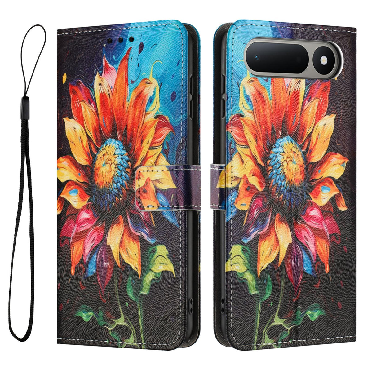For Tecno Spark 50 5G Color Drawing Pattern Leather Phone Case - Sunflower - EDA008044211A