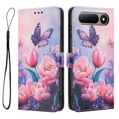 For Tecno Spark 50 5G Color Drawing Pattern Leather Phone Case - Pink Butterfly - EDA008044211B