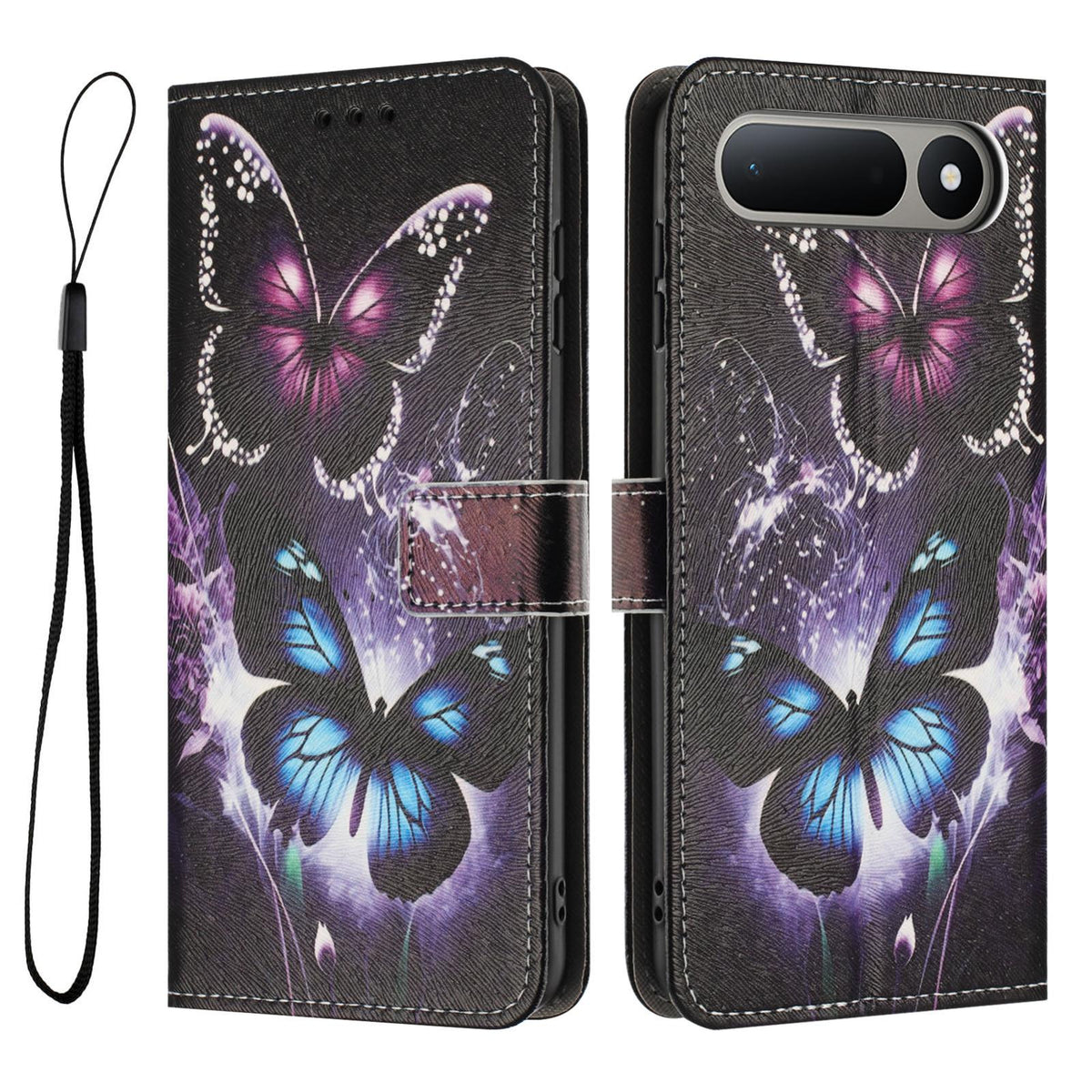 For Tecno Spark 50 5G Color Drawing Pattern Leather Phone Case - Two Butterflies - EDA008044211C